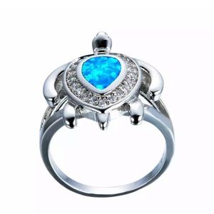 Opal Turtle Silver Ring Size 9 NEW